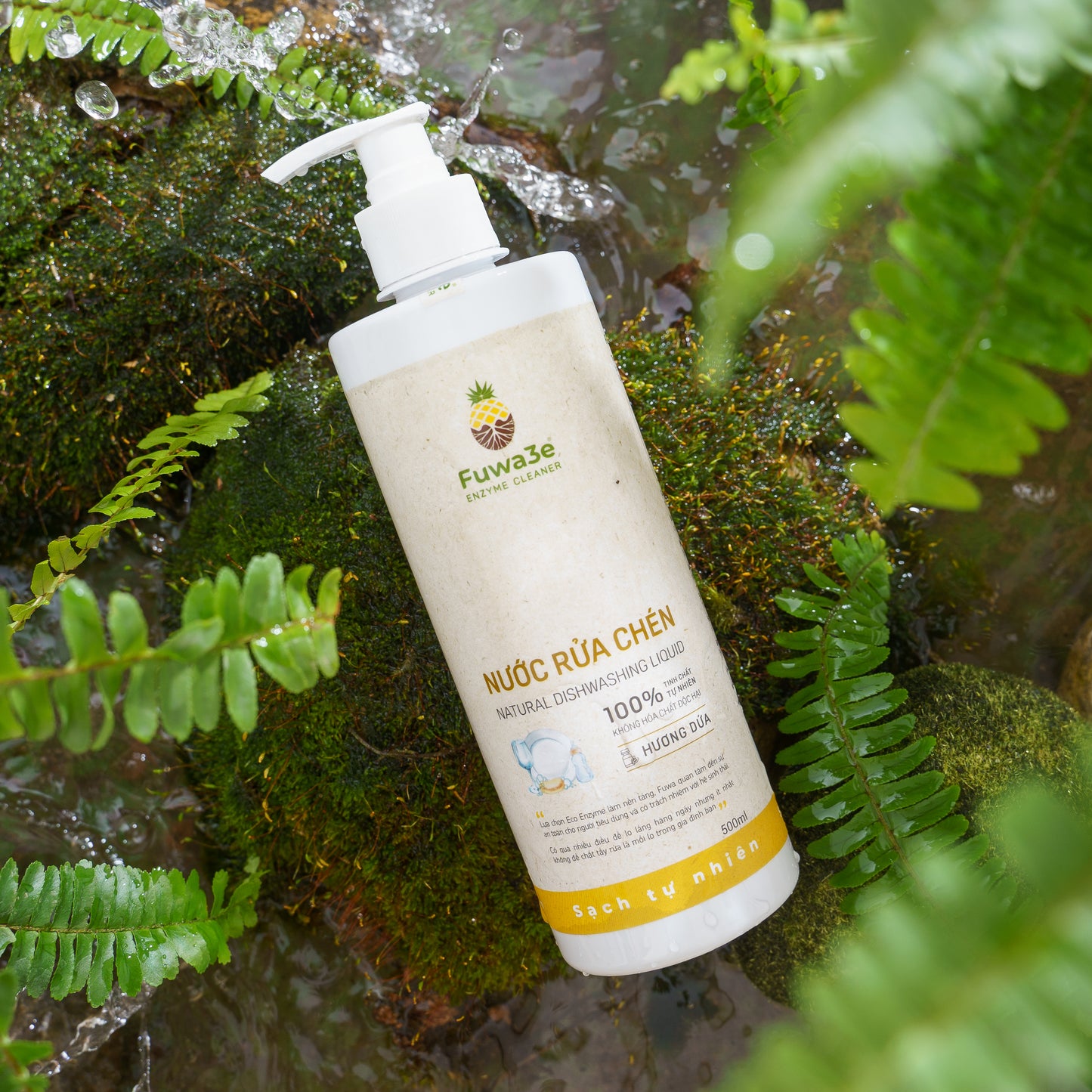 Fuwa3e Pineapple Enzyme Dish Soap – 99% Plant-Based, Hypoallergenic & Eco-Friendly – Tropical Pineapple Scent – 16.9 oz – Made from Recycled Pineapple Peels – Non-Toxic Natural Liquid Dish Soap