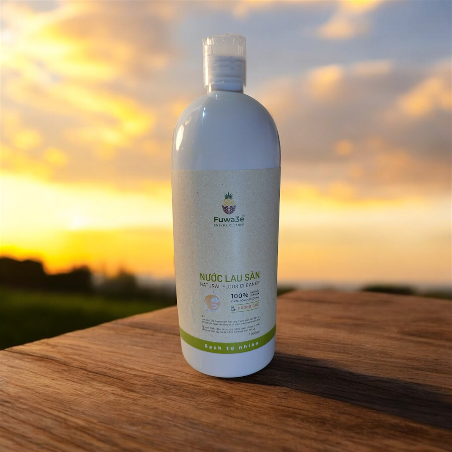 Fuwa3e Pineapple Enzyme Natural Floor Cleaner Cinnamon Essential Oil - 33.8 oz 1 Pack (Makes 44 Gallons) - 99% Organic Floor Cleaner with Fermented Pineapple Peels - Multi Surface, Non Toxic Floor Cleaner