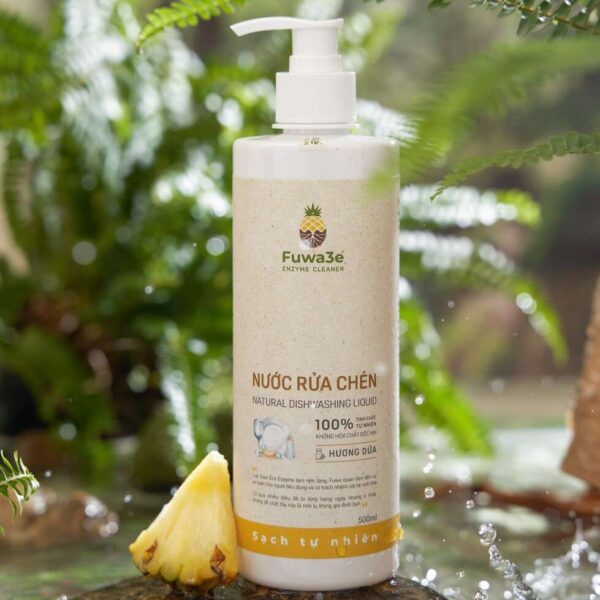Fuwa3e Pineapple Enzyme Dish Soap – 99% Plant-Based, Hypoallergenic & Eco-Friendly – Tropical Pineapple Scent – 16.9 oz – Made from Recycled Pineapple Peels – Non-Toxic Natural Liquid Dish Soap