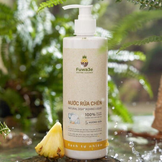 Fuwa3e Pineapple Enzyme Dish Soap – 99% Plant-Based, Hypoallergenic & Eco-Friendly – Tropical Pineapple Scent – 16.9 oz – Made from Recycled Pineapple Peels – Non-Toxic Natural Liquid Dish Soap